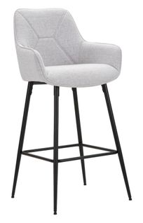 Lot De 2 Tabourets De Bar En Tissu Rembourré Avec Accoudoirs Pieds Métal H109 Cm