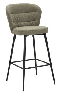 Lot De 2 Tabourets De Bar En Tissu Vert Style Années 70 Avec Pieds Métal Noir H108 Cm