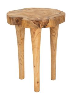 Tabouret Rond En Teck Recyclé Ø35x45 Cm Style Naturel Authentique