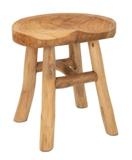 Tabouret En Teck Recyclé Naturel 32x40x42 Cm Style Authentique Et Durable