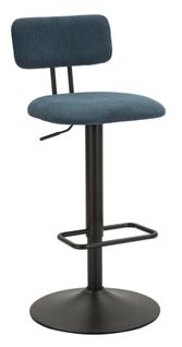 Lot De 2 Tabourets De Bar Pivotants Bleu Et Noir Avec Dossier Rembourré H85-106 Cm
