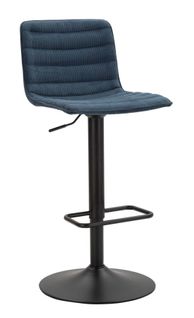 Lot De 2 Tabourets De Bar Pivotants Noir Et Bleu H85,5-107 Cm Avec Dossier Rembourré