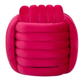 Pouf Carré En Velours Rouge 45 Cm Pour Salon Ou Chambre
