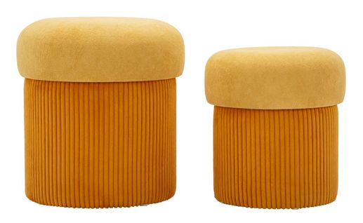 Poufs Velours Moutarde Avec Rangement Ø42 X H44-35 X L37 Cm - Lot De 2