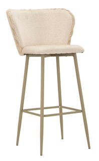 Lot De 2 Tabourets De Bar Crème Avec Dossier Travaillé Style Moderne H106 Cm
