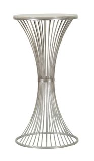 Table Ronde En Métal Argenté Avec Plateau En Marbre 50x100 Cm Élégante