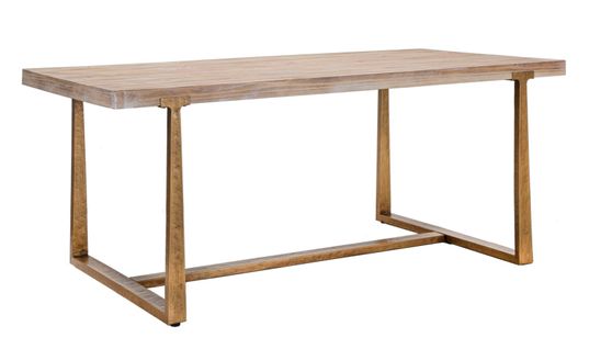 Table à Manger Rectangulaire 180x90 Cm Moderne Métal Brun Et Doré