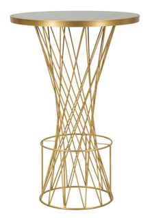 Table De Bar Ronde 70 Cm Design Moderne Structure Dorée Tressée