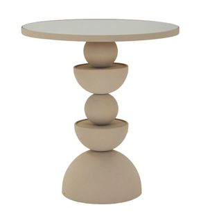 Bout de canapé Dune Avec Miroir, Design Moderne Ø 45x49,5 Cm, Crème