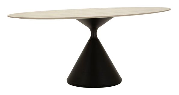 Table D'appoint Moderne Avec Plateau Effet Marbre, Base Sculpturale 180x90x73 Cm