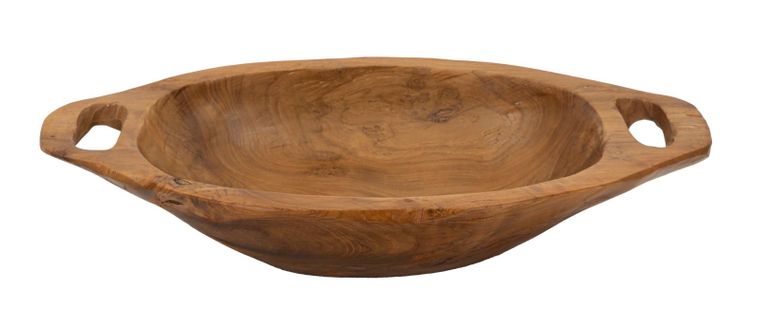 Plateau Vide-sac En Teck Recyclé 37x26,5 Cm – Poignées Ergonomiques