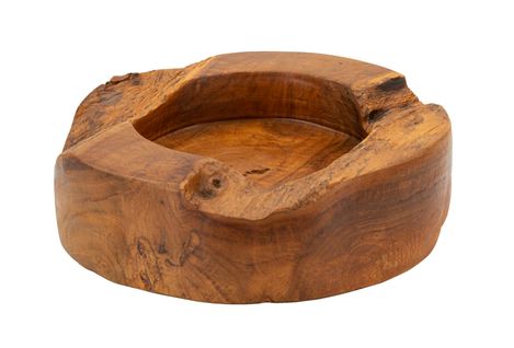 Plateau Vide-sac En Teck Recyclé Ø 21 Cm – Formes Sinueuses Artisanales