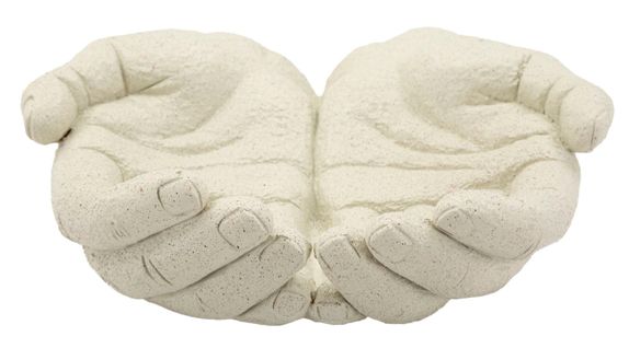 Plateau Sculptural En Forme De Mains Entrelacées 22,7x20x7,3 Cm Crème