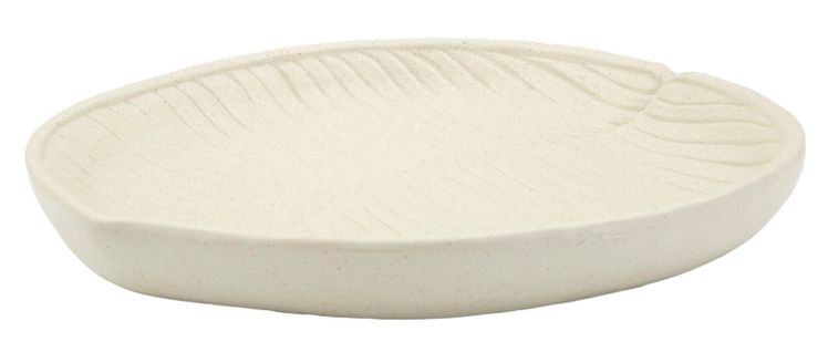 Plateau Ovale Raffiné 33x29x4 Cm En Polyresine Crème Avec Motifs Naturels