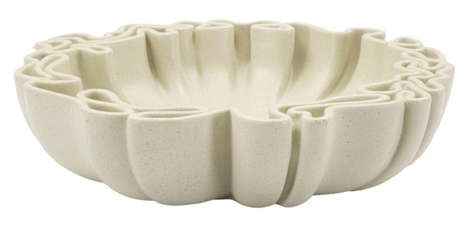 Plateau Sculptural 40,5x38,5x9,5 Cm En Polyresine Crème Style Moderne