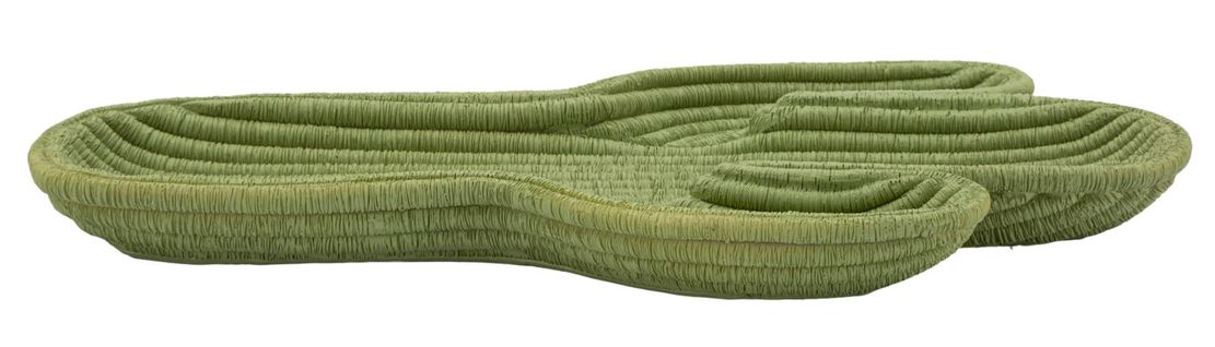 Plateau Décoratif 34x20x3 Cm Vert Nature En Polyresine, Inspiration Cactus