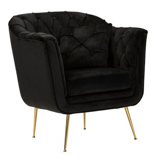 Fauteuil Noir Avec Coussin 88x83x91 Cm Design Enveloppant Et Chic