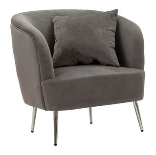 Fauteuil Gris Avec Coussin 73x66x78 Cm En Velours Pour Salon Moderne