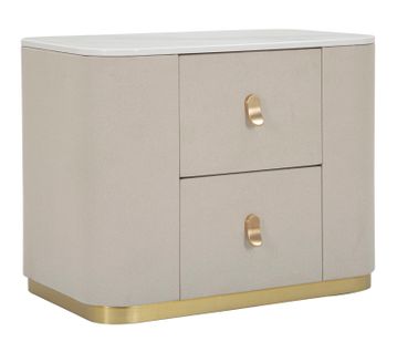 Table De Chevet Élégante Crème Avec Plateau Imitation Marbre 60x40x47 Cm