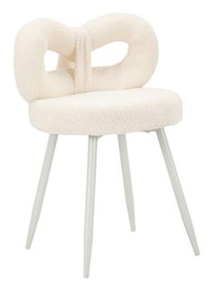 Mini Chaise Blanche Glamour Ø 40x67 Cm, Assise 46 Cm, Design Enveloppant
