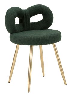 Mini Chaise Vert Glamour Ø 40x67 Cm, Assise 46 Cm, Design Enveloppant