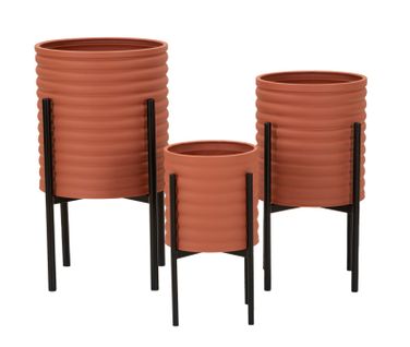 Set De 3 Porte-vases Métalliques Colorés Ø 36x56,5-30x48,5-24x37,5 Cm