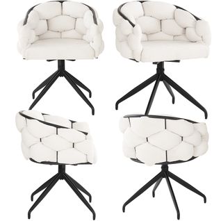 Set De 6 Chaises De Luxe En Velours Pivotantes à 360°, Style Moderne, Beige