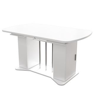 Table De Salle à Manger Extensible 120/160×80 Cm, Avec Pieds Métalliques Argentés