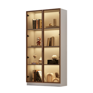 Vitrine Blanche 80x40x160 Cm à Double Porte, Étagères Amovibles, LED 16 Couleurs, Pour Salon