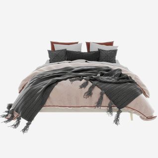 Cadre De Lit Beige 160x200 cm En Velours Hollandais, Design Minimaliste