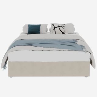 Cadre De Lit Minimaliste 160x200 cm Beige En Velours Hollandais Avec Vérins