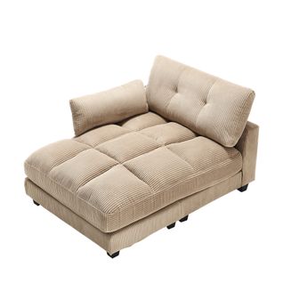 Canapé Convertible En Velours Kaki Avec Repose-tête, Accoudoirs Modulables Et Rangement