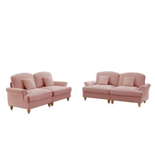 Canapé 2 Places Rose Style Médiéval-moderne Avec Volant Amovible – Lot De 2