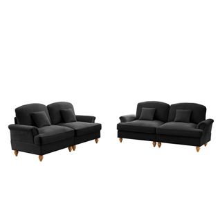 Canapé 2 Places Noir Style Médiéval-moderne Avec Volant Amovible – Lot De 2