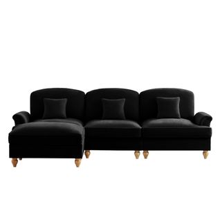 Canapé Modulable 3 Places Noir Mid-century En Chenille Avec Hocker
