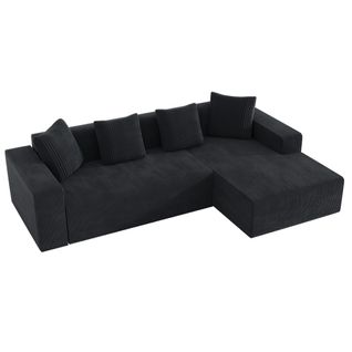 Canapé Modulable Cloud L 3 Places Noir Avec Fauteuil Et 4 Coussins