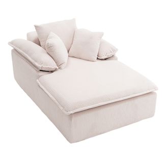Fauteuil Compressé En Velours Côtelé - Blanc