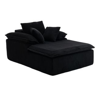 Fauteuil Compressé En Velours Côtelé - Noir