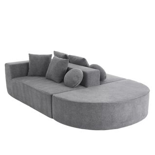 Canapé Modulable Cloud Gris En Chenille, Assises Profondes Et Confortables