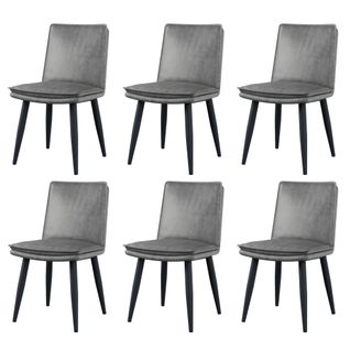 6 Chaises De Salle à Manger En Pu Gris Avec Double Coussin, Confortables
