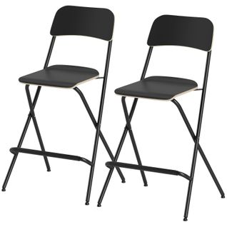 Lot De 2 Tabourets De Bar Pliables Noirs Avec Structure En Acier
