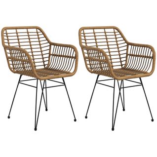 Lot De 2 Chaises De Salle à Manger Style Bohème En Rattan Synthétique