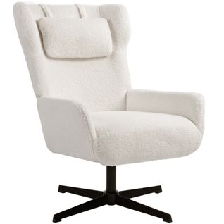 Fauteuil D'appoint Crème En Fleece Avec Base Pivotante Et Armature Métal