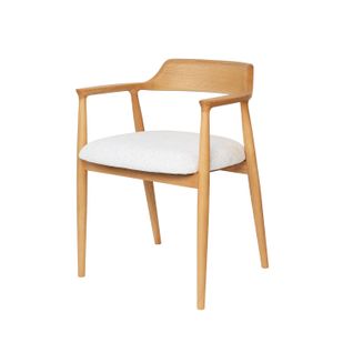 Chaise De Salle à Manger En Bois Naturel Et Blanc, Design Kennedy Intemporel, Assise Rembourrée