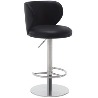 Tabouret De Bar En Cuir Nappa Noir, Pivotant Et Réglable En Hauteur