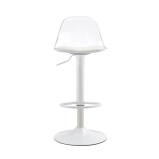 Lot De 2 Tabourets De Bar Réglables Avec Dossier Transparent Et Pieds Blancs