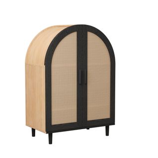 Élégant Meuble à Chaussures Avec Portes En Rotin Et 3 Étagères