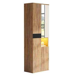 Armoire Haute Moderne 4 Portes Avec Miroir Et Niche Ouverte 65×35×190 Cm