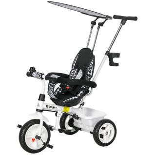 Tricycle Enfant 6-en-1 Blanc Avec Toit, Guidon Parent Et Panier 1-5 Ans
