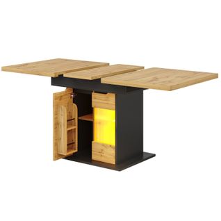 Table Extensible 110-140 cm Avec LED, Snack Et Portes Vitrées